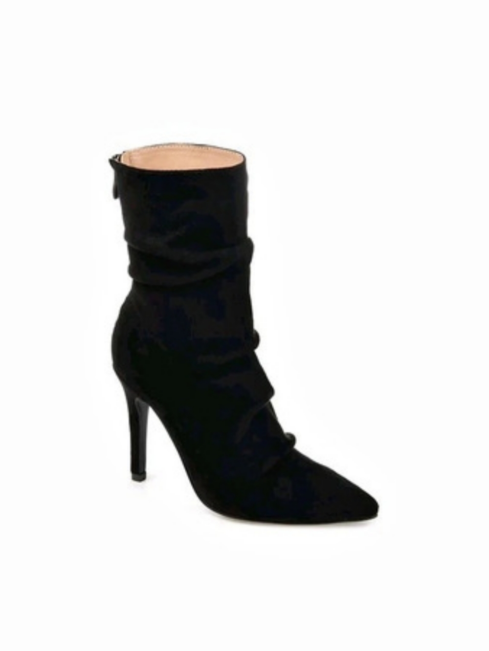 JOURNEE MARKIE STILETTO HEELED BLACK BOOTIES IN FAUX SUEDE